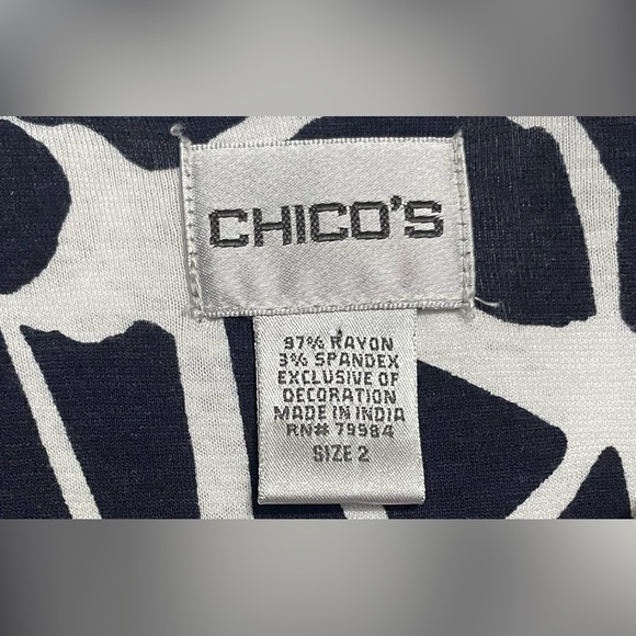 CHICOS blouse for women size:2 printed color:blue/white - Picture 6 of 6
